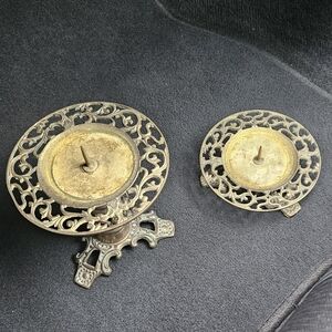 Elegant Antique Brass Candle Holders